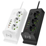 Multiprise 3 SOCKET 2500W avec USB, Type-C et chargement sans fil – مقبس طاقة وشاحن لاسلكي