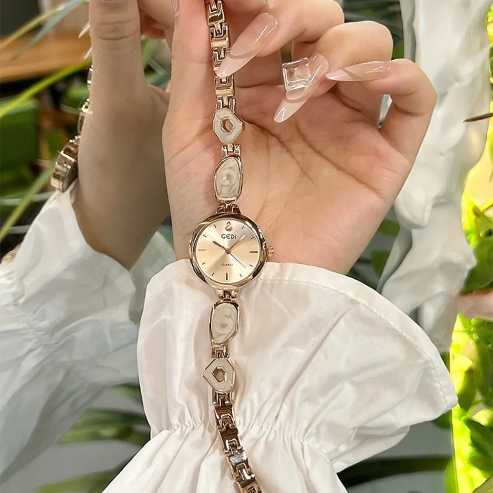 Montre GEDI Élégance — Bracelet Rose Gold & Perles Nacrées