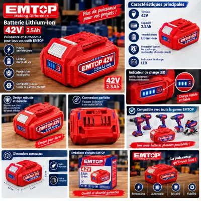 Batterie 42V 2.5A EMTOP