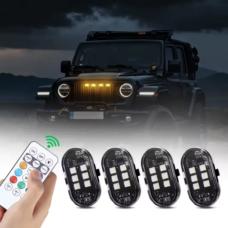 طقم مكوّن من مصباحين LED مع جهاز تحكم عن بُعد وجميع المستلزمات