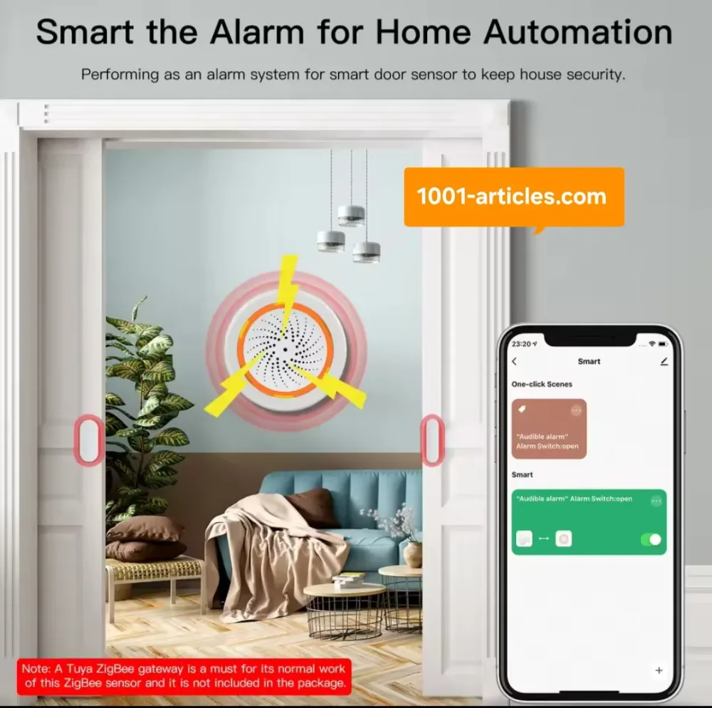 Sirène de sécurité intelligente MOES - Sonore et lumineuse Tuya Smart Zigbee.