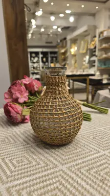 🍶 BOUTEILLE DÉCORÉE OSIER NATUREL - BOUCHON LIÈGE