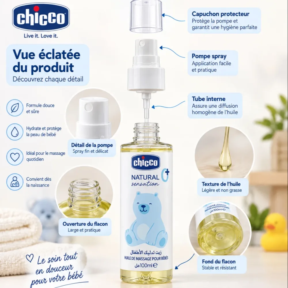 Chicco Natural Sensation – Huile de massage pour bébé 100 ml
